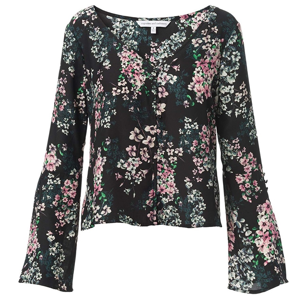 Cupcakes and Cashmere Nadette Floral Bell Sleeve